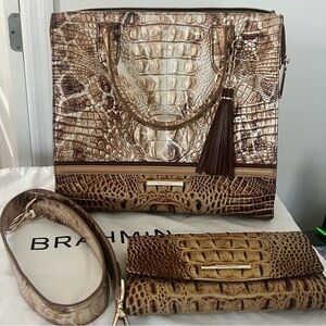 ❤️GORGEOUS!!❤️NWT $415❤️TOASTED KEMPSEY CAROLINE BRAHMIN TASSELED SATCHEL~SAFARI